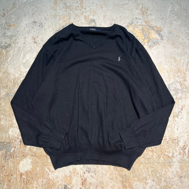 #3711 古着 POLO by Ralph Lauren/ラルフローレン / PIMA Cotton knit V Neck Sweatrer Shirts/ピマコットLンニットVネックセーター/サイズXX