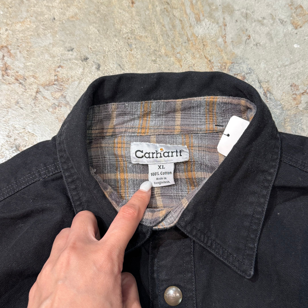 중고 의류 Carhartt/ 셔츠 재킷/ 회사 로고/ 체크 라이닝/ 크기 XL