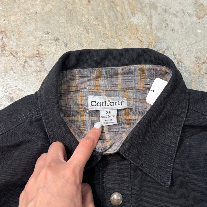 중고 의류 Carhartt/ 셔츠 재킷/ 회사 로고/ 체크 라이닝/ 크기 XL