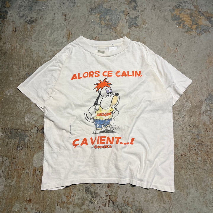 #4780 古着 80's DROOPY ドルーピー/カートゥーンアニメ トムとジェリー/ヴィンテージ シングルステッチ Tシャツ/サイズL