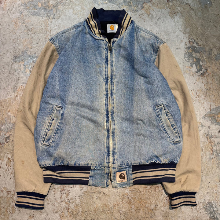 古着 USA製 98's carhartt/ カーハート/ デニムバーシティージャケット/ 裏地キルティング/ 中綿/ サイズL