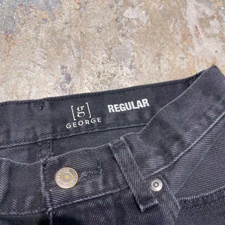 #4773 Used clothing GEORGE/Black denim pants/Black denim pants/regular fit/Size 29 x 30