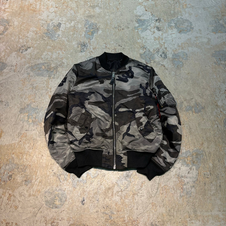 古着 ALPHA/ アルファ/フライトジャケット/ MIL-J-82790J/ ma-1/リバーシブル/ウッドランドカモ/迷彩/サイズM