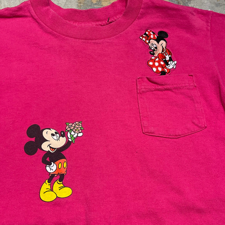 #4830 古着 90's~ ミッキーマウス / Disney/ディズニー /キャラクタープリント/USA製/Tシャツ/ヴィンテージ/シングルステッチ/サイズL(キッズ)
