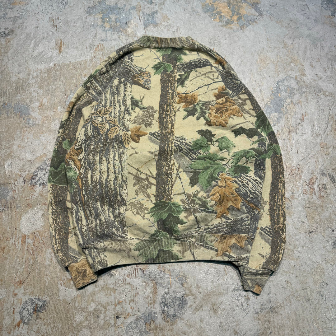 빈티지 저지/유니폼/실제 트리 패턴/승무원 넥 스웨트 셔츠/크기 l