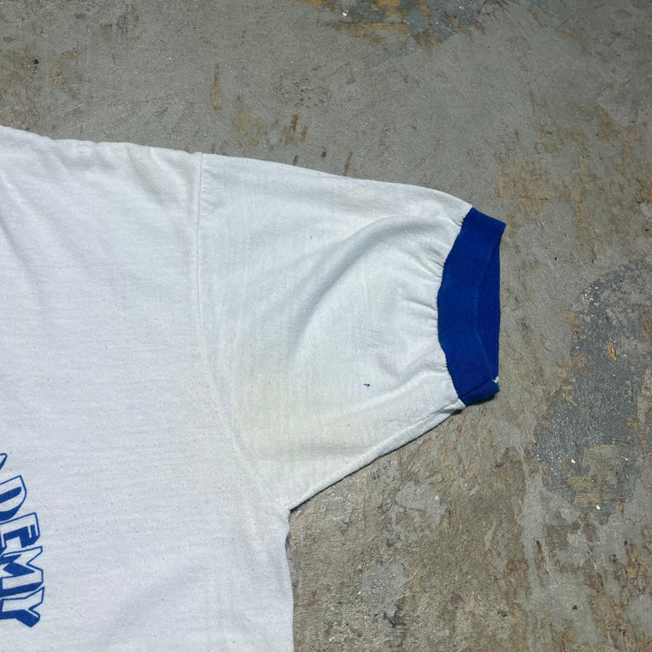 #4785 미국에서 만든 중고 의류 79의 종이 태그 올림픽 아카데미/빈티지 링거 티셔츠/사이즈 M