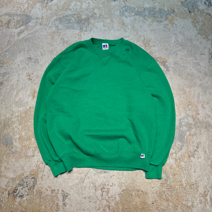 Used clothing Made in USA 80's~ RUSSELLATHLETIC/Russell Athletic/Crew neck blank wet/Plain/Size L