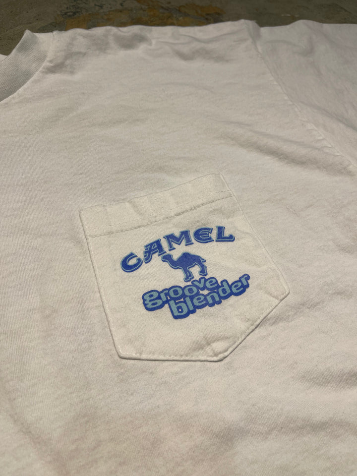 #MA160 古着 USA製 96's CAMEL/キャメル / 企業系 / camel big vegas groove blender / ヴィンテージ シングルステッチ プリントTシャツ/サイズXL