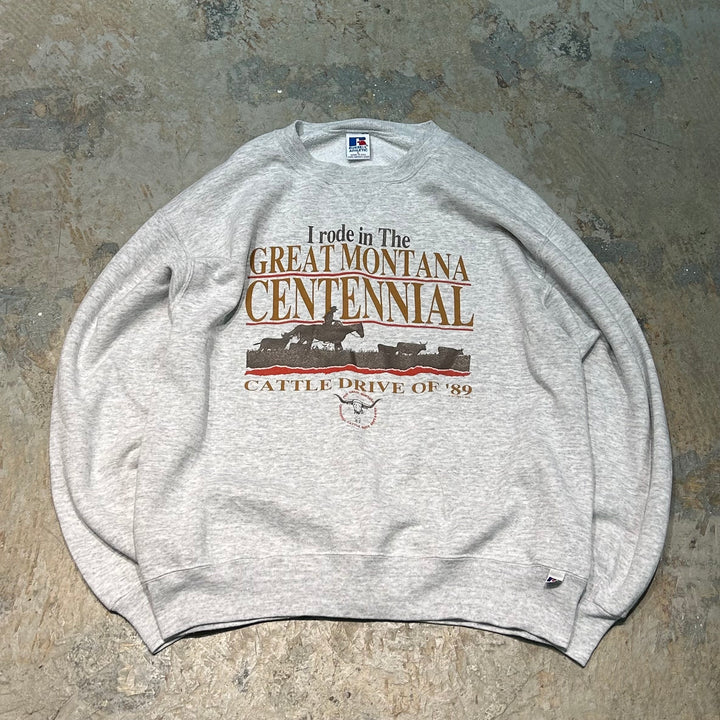 미국에서 만든 중고 의류 89의 Russell / Russell / Crew Neck Print 스웨트 셔츠 / 사이즈 L