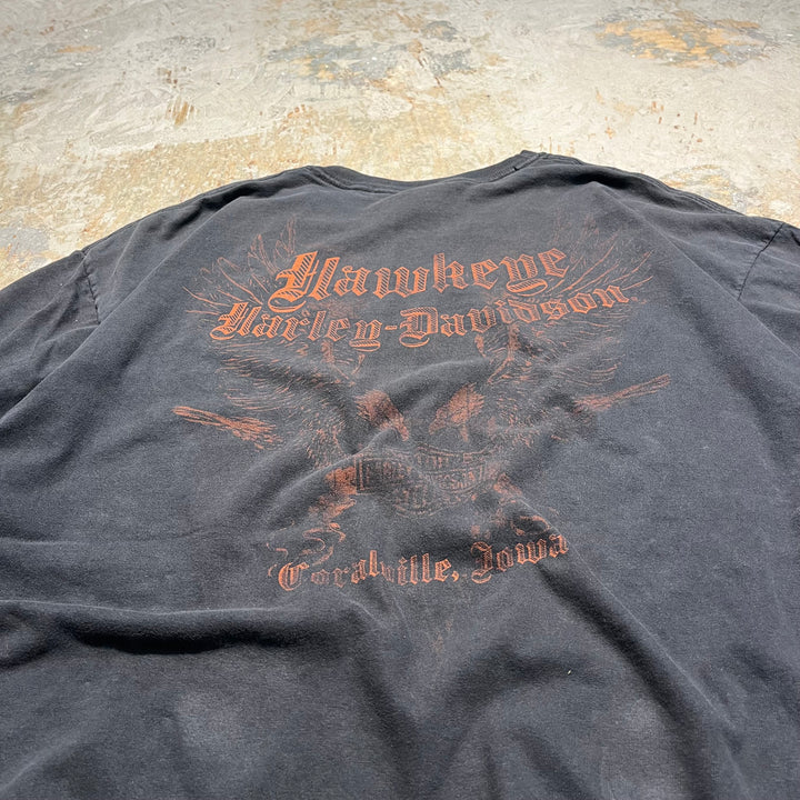 古着 USA製 Harley-Davidson/ハーレー ダビッドソン/hawkeye/LIVE TO RIDE/ワールドクラス モーターサイクルズ/プリントTシャツ サイズXXL