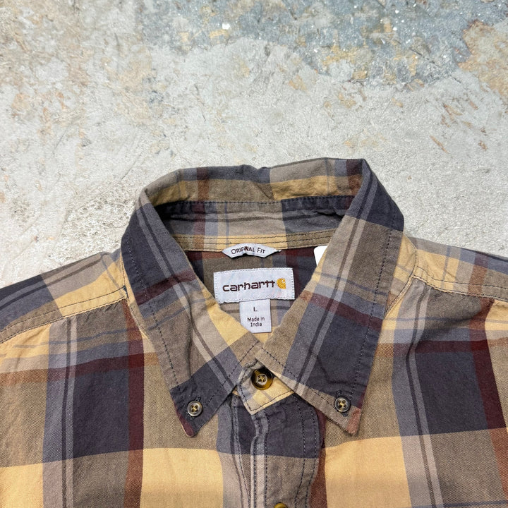 중고 의류 Carhartt/Carhartt/Button-Down 긴 슬리브 셔츠/점검 패턴/크기 l