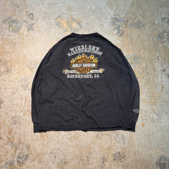 古着 USA製 Harley-Davidson/ハーレーダビッドソン/ プリント長袖Tシャツ/ サイズL
