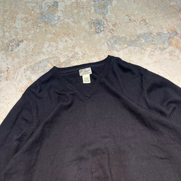 #3713 古着/L.L.Bean/エルエルビーン/コットンニット/Cottonknit/Vネック/サイズXL