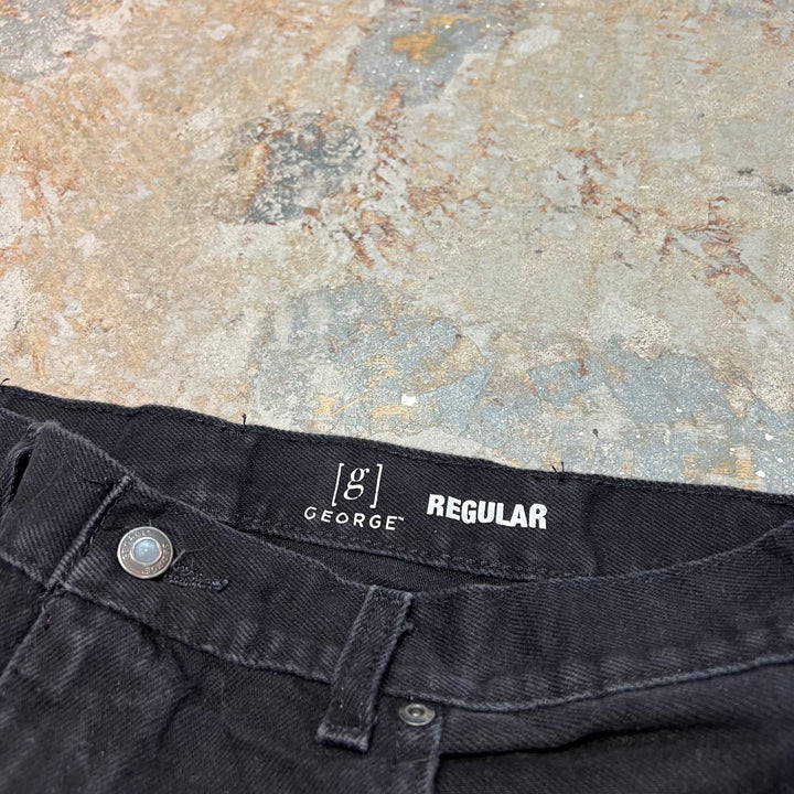 #4758 Used clothing GEORGE/Black Denim Pants/Black Denim Pants/Size 36×29