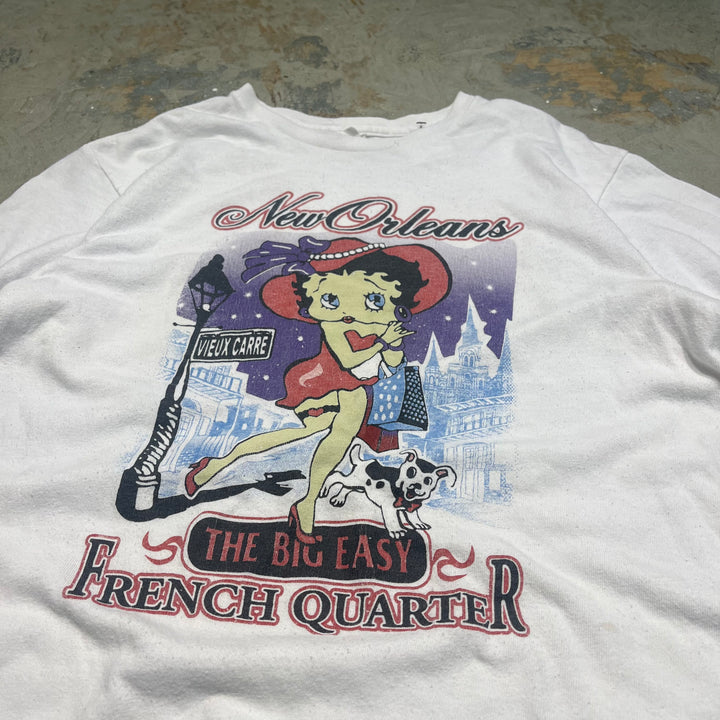 古着 90's ベティ・ブープ/ニューオーリンズ/フレンチクォーター /ヴィンテージ シングルステッチプリントTシャツ/サイズL相当