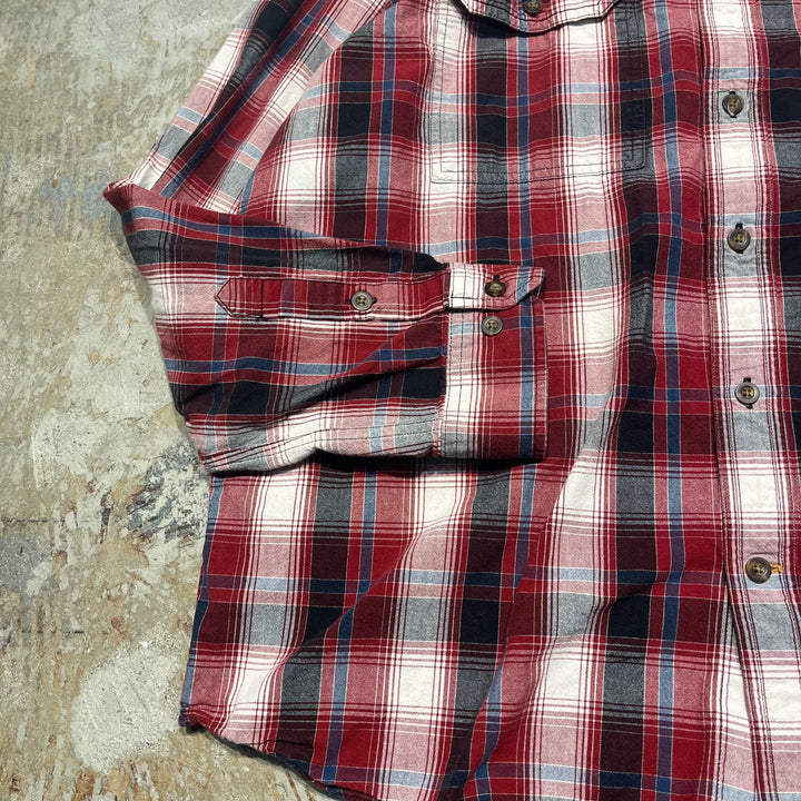 #4368 Used clothing Carhartt/Long Sleeve Button Down Shirt/Long Sleeve Button Down Shirt/Checked Plaid/RELAXED FIT/Relaxed Fit/Size XL