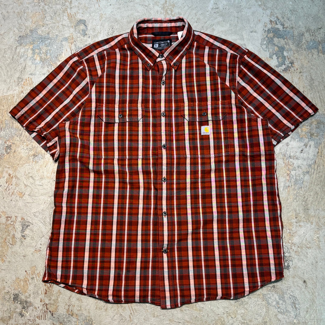 Used clothing carhartt/Carhartt/Button-down short sleeve shirt/Checked pattern/Size XL