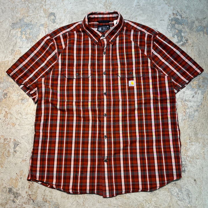 Used clothing carhartt/Carhartt/Button-down short sleeve shirt/Checked pattern/Size XL