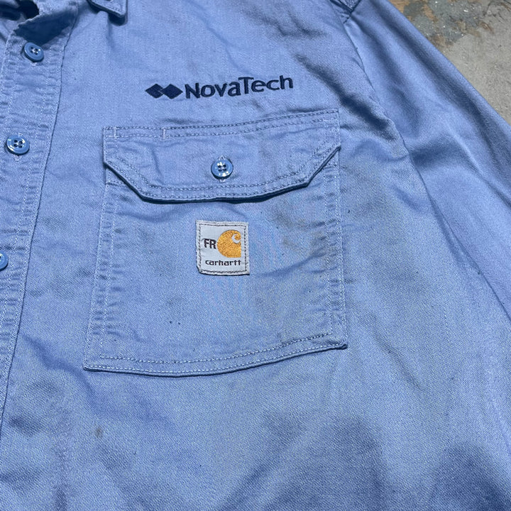 #4374 중고 의류 Carhartt/Long Sleeve Button Down 작업 셔츠/긴 슬리브 버튼 다운 작업/크기 L