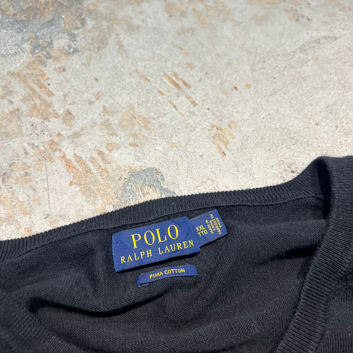 #3711 古着 POLO by Ralph Lauren/ラルフローレン / PIMA Cotton knit V Neck Sweatrer Shirts/ピマコットLンニットVネックセーター/サイズXX