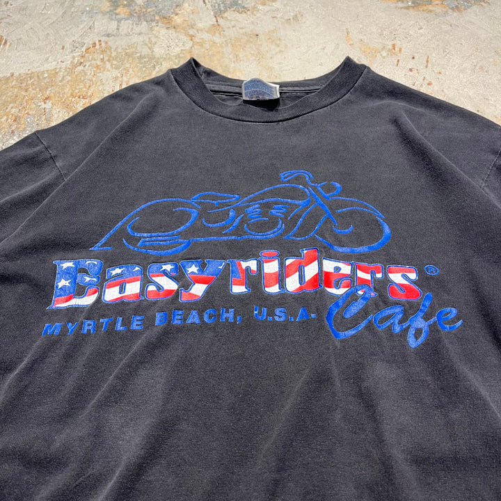 古着 90's ヘインズ/イージーライダーカフェ/マートルビーチ USA/バイク/ヴィンテージ シングルステッチ プリントTシャツ/サイズM