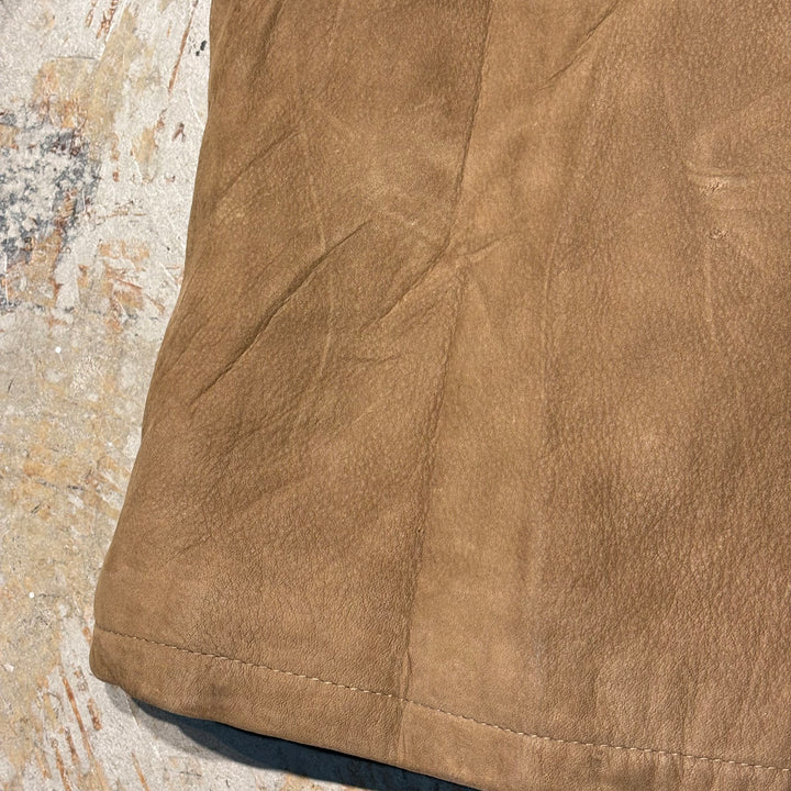 Used clothing 90's cabelas/Cabelas/ Genuine leather zip-up leather jacket/Half coat/Quilted lining/Cowhide/Size L