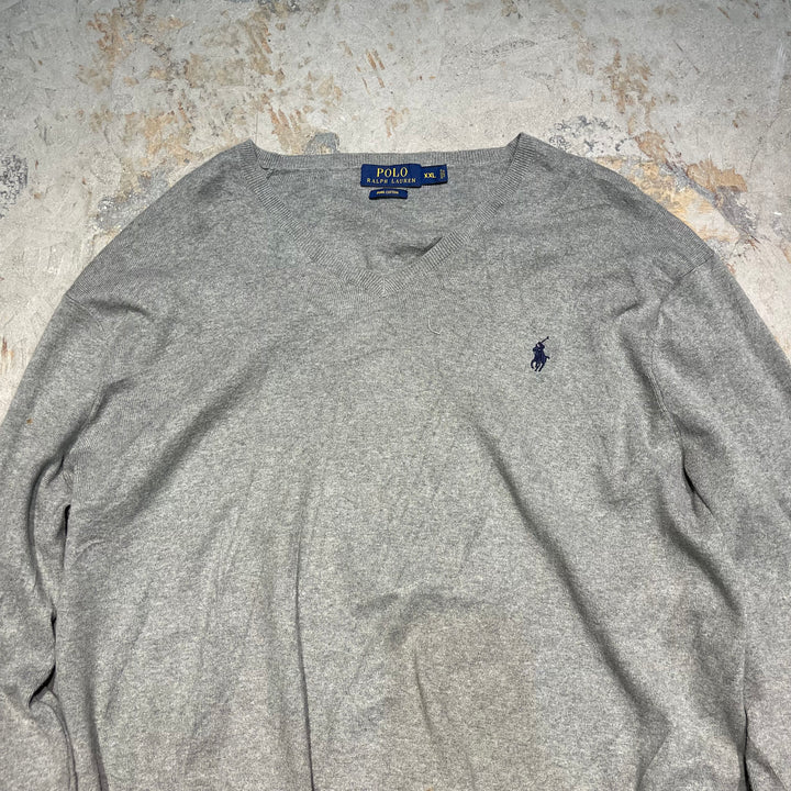 #3687古着/ラルフローレン/POLObyRalphLauren/コットンニット/Cottonknit/Vネック/サイズXXL