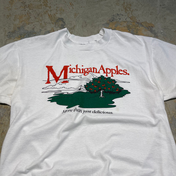 #4645 古着 USAvintage MICHIGAN APPLES /ヴィンテージ シングルステッチ Tシャツ/サイズXXL相当