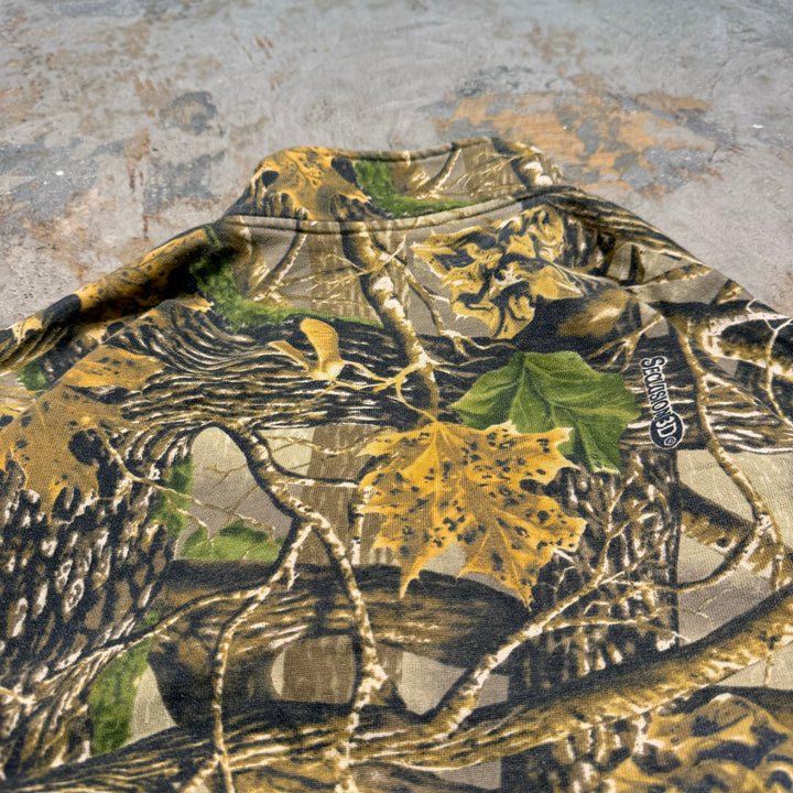 旧衣服Cabela's/ kabelas /真实树/Real Tree Pattern half zip sweatshirt/真实树图案半拉链运动衫/尺寸M