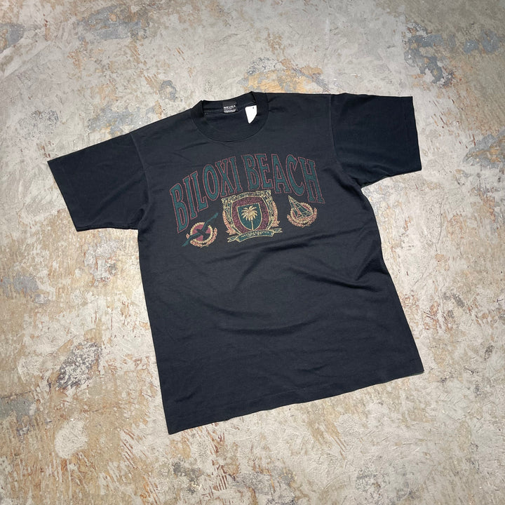 #4839 古着 90's SCREEN STARS/ビロクシビーチ ミシシッピ州 /USA製/Tシャツ/ヴィンテージ/シングルステッチ/サイズL