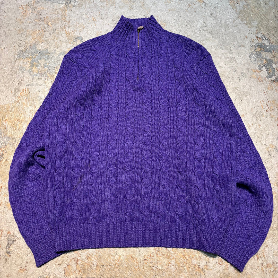 Used clothing 90's ~ POLO by Ralph Lauren/ Polo Ralph Lauren/ Half zip knit sweater/ Size L