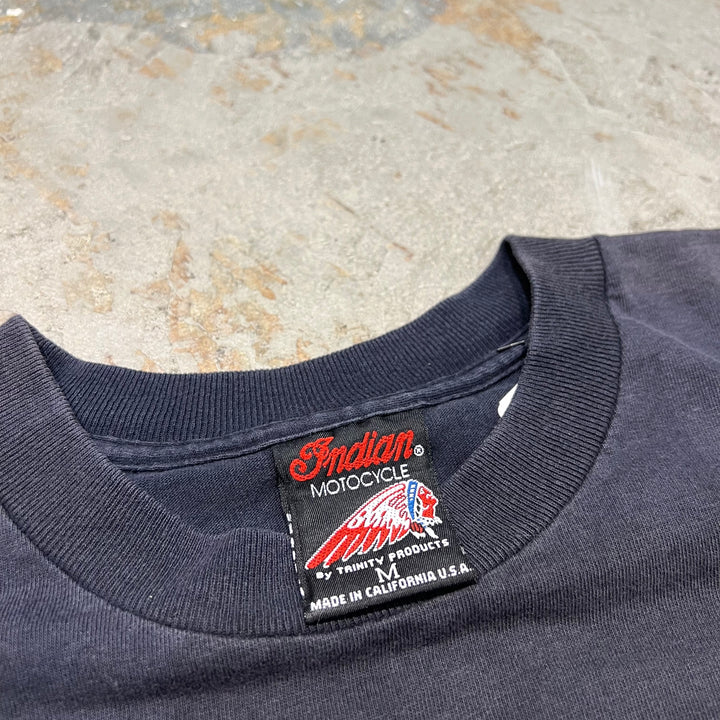 古着 USA製 94's インディアン モーターサイクル / バイク / ヴィンテージ シングルステッチ プリントTシャツ/サイズM