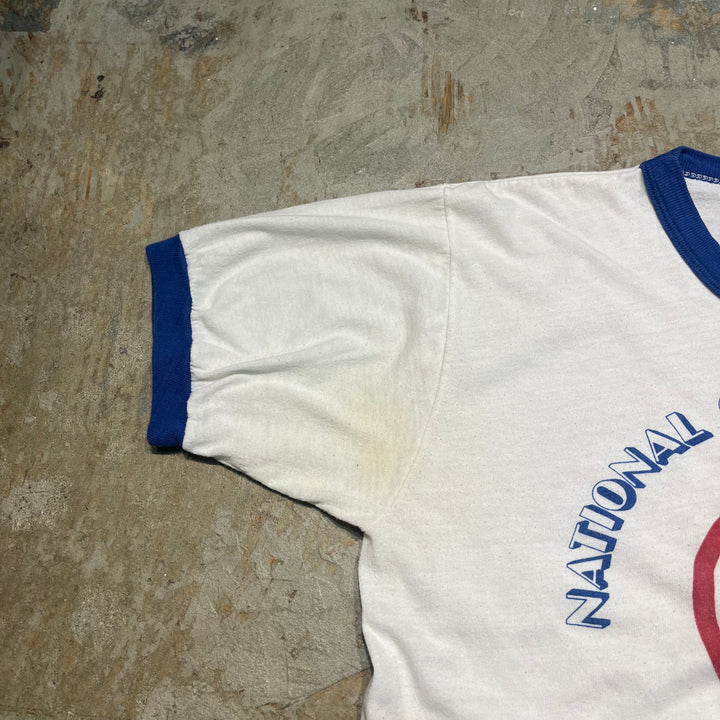 #4785 미국에서 만든 중고 의류 79의 종이 태그 올림픽 아카데미/빈티지 링거 티셔츠/사이즈 M