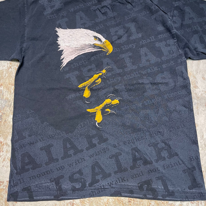 #4844 古着 90's USA製 鷲プリント/アニマルプリントTシャツ/ヴィンテージ/シングルステッチ/サイズXL