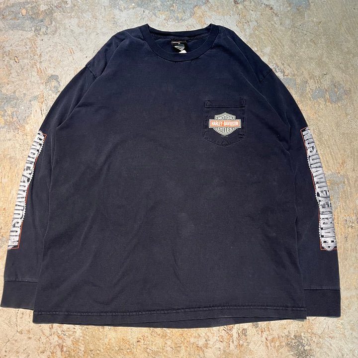古着 USA製 Harley-Davidson/ハーレーダビッドソン/ プリントロングTシャツ/ サイズ2XL