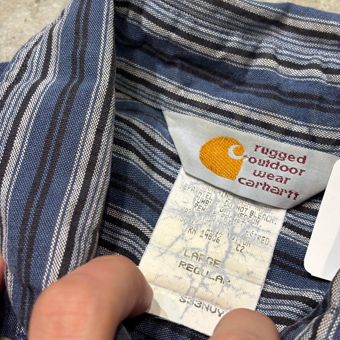 古着 80's〜 carhartt/カーハート/ ボタンダウン長袖シャツ/ ストライプ/ サイズL