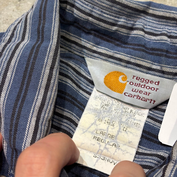 古着 80's〜 carhartt/カーハート/ ボタンダウン長袖シャツ/ ストライプ/ サイズL