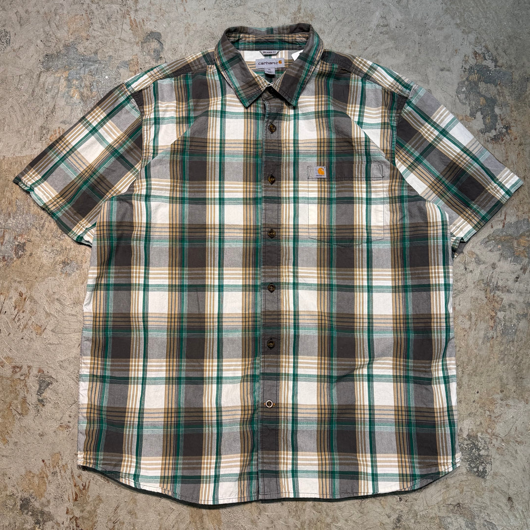 Used clothing carhartt/Carhartt/Button-down short sleeve shirt/Checked pattern/Size XL