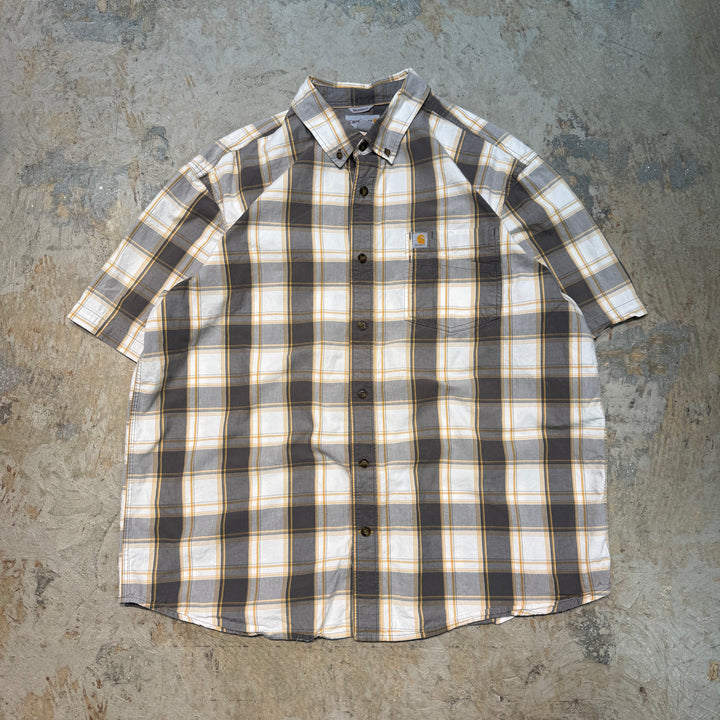 Used clothing carhartt/ Carhartt/ Button-down short sleeve shirt/ Checkered pattern/ Size XL