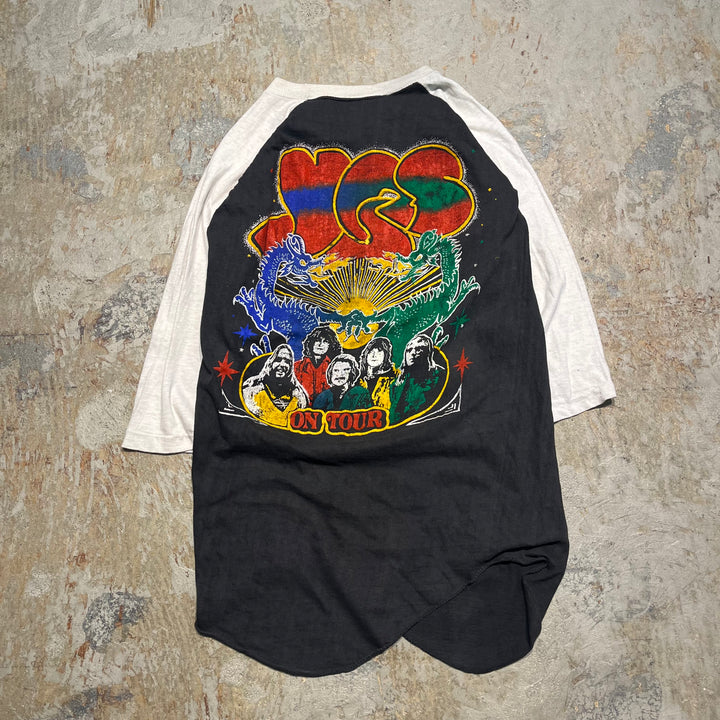 빈티지 80 년대 에어로 스미스/에어로 스미스/빈티지 단일 스티칭/7/4 길이 Raglan 티셔츠/크기 M-L에 해당합니다.