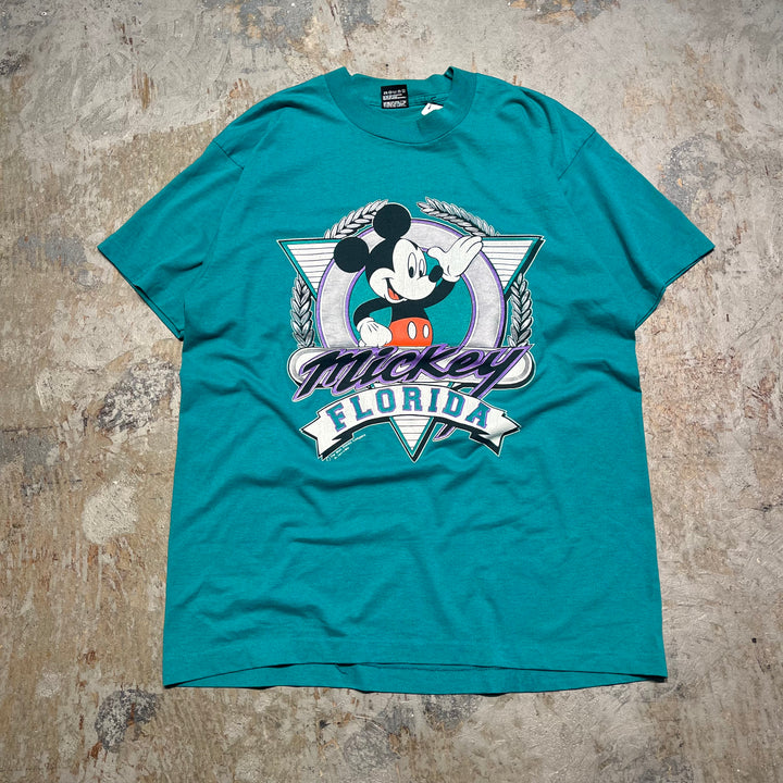 古着 USA製 90's フルーツオブザルームザベスト/ミッキー/ディズニー/ヴィンテージ シングルステッチ Tシャツ/サイズL