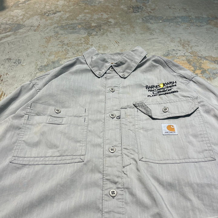#4367 중고 의류 Carhartt/Long Sleeve Button Down 셔츠/작업 셔츠/작업 셔츠/회사/편안한 착용감/편안한 착용/크기 L