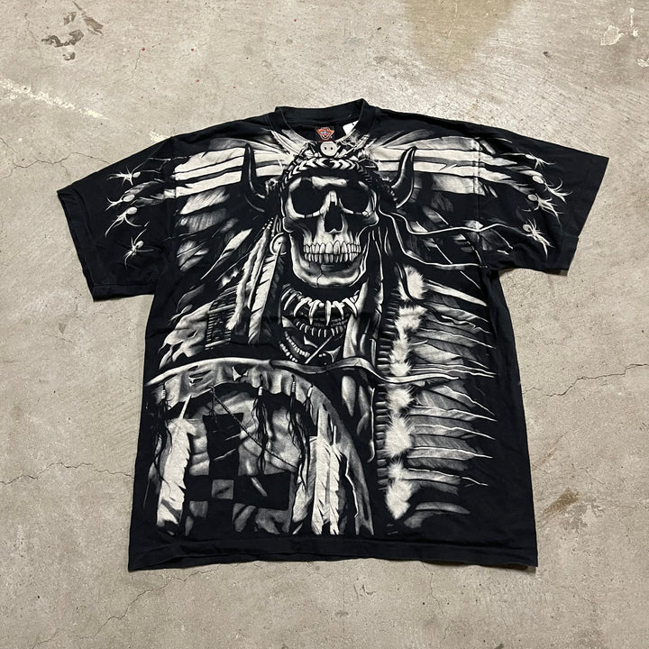 古着 90's rockeagle/ロック・イーグル / 骸骨 ドクロ / ヴィンテージ シングルステッチ プリントTシャツ/サイズXL