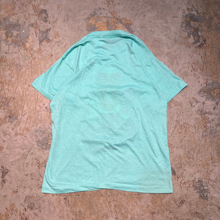 Used clothing Made in USA 80's Schoolies Stars/Duck/Paradise Escape to Lake Whitewater/Print T-shirt/Size M