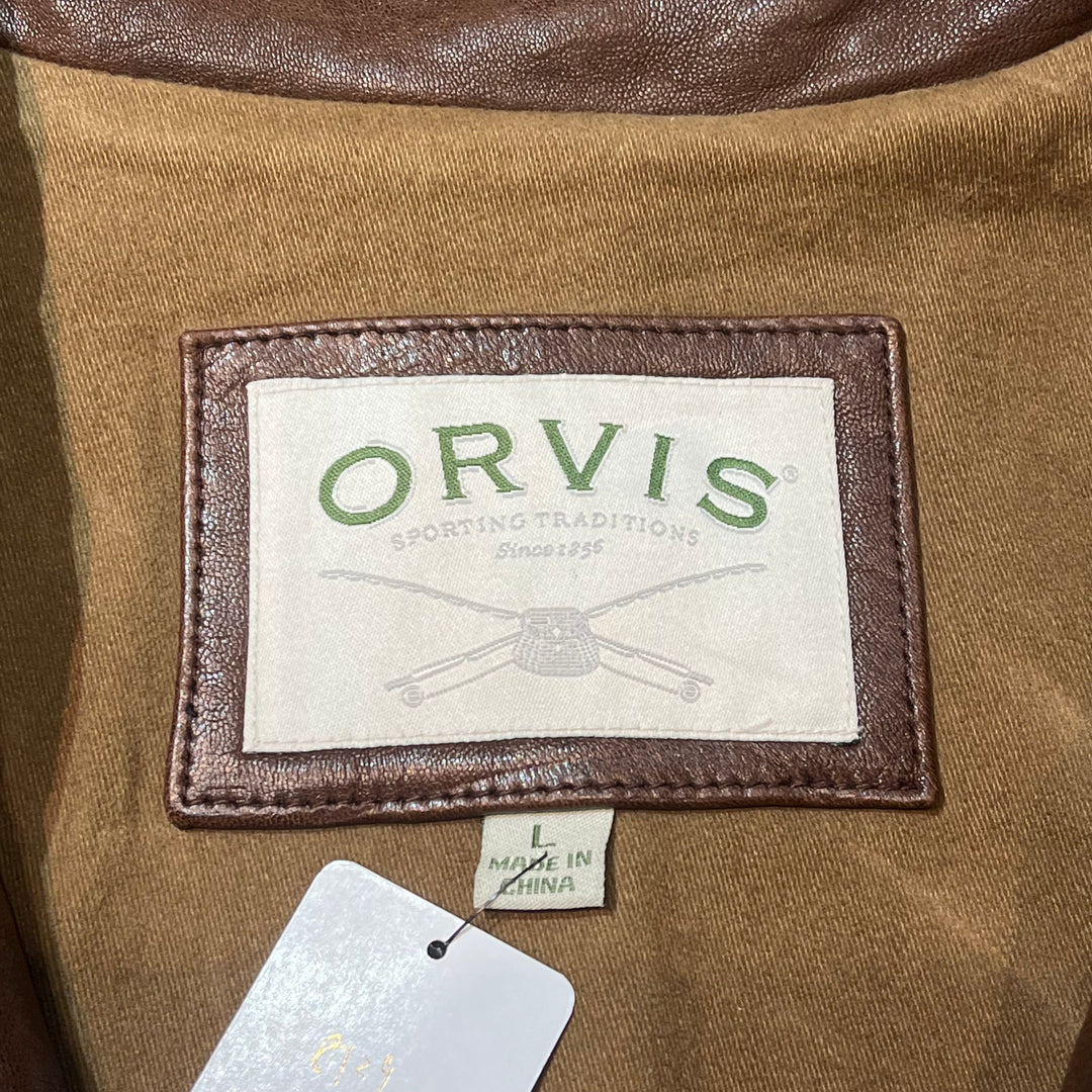 Used clothing ORVIS/ Genuine leather zip-up leather jacket/ Cowhide/Size L