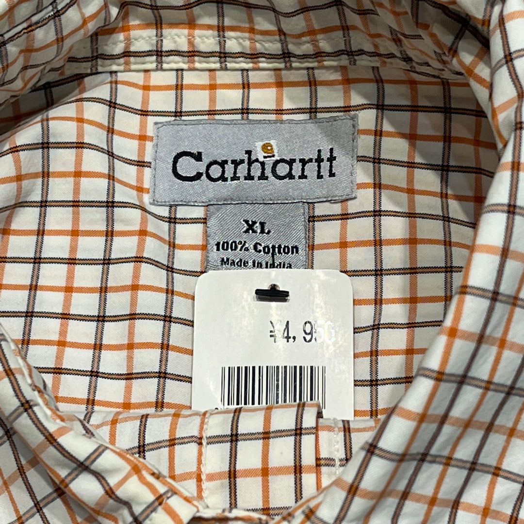 #4369 Used clothing Carhartt/Long Sleeve Button Down Shirt/Long Sleeve Button Down Shirt/Checked Plaid/Size XL