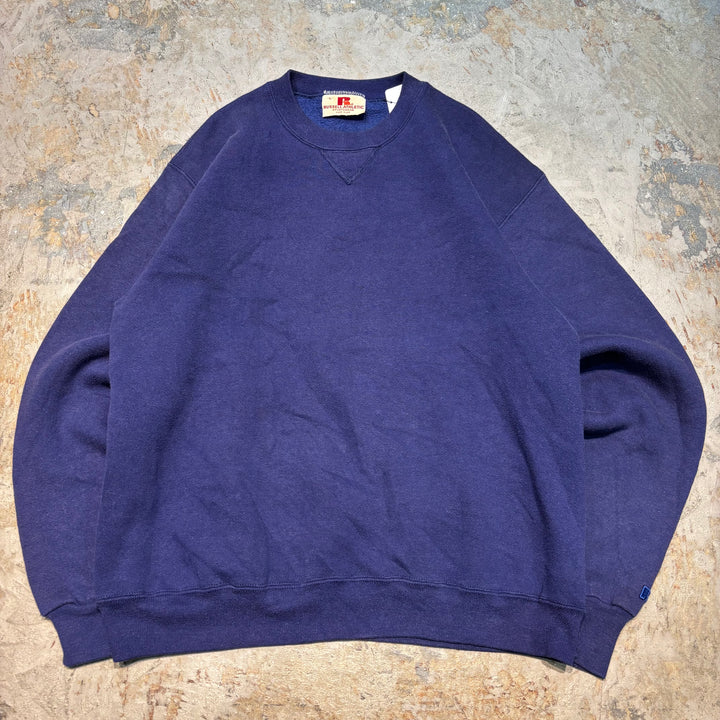 미국 80 년대에서 만든 중고 의류 ~ Russell Athletic/ Russell Athletic/ Blank Crew Neck Sweatshirt/ Plain/ Front V Gusset/ Size L