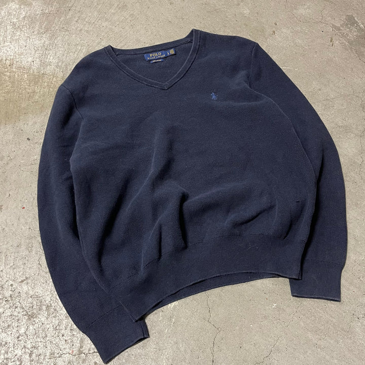 #3704古着 POLO by Ralph Lauren/ラルフローレン /PIMA Cotton knit V Neck Sweatrer/ピマコットンニット Vネックセーター/サイズL