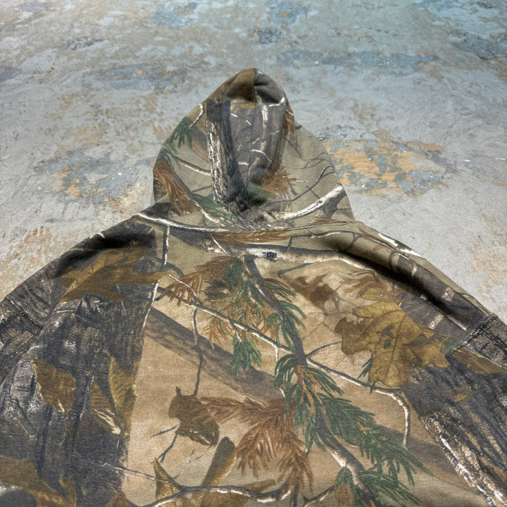 旧衣服RUSSELL OUTDOORS/ RUSSELL户外/ Real Tree Pattern Pull Over Parker /真实树图案套衫连帽衫/尺寸M