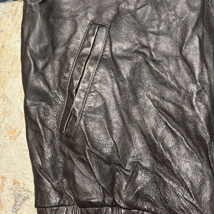 Second-hand clothing ST JOHN'S BAY/ St. John's Bay/ Genuine leather zip-up leather jacket/ Cowhide/ Size L